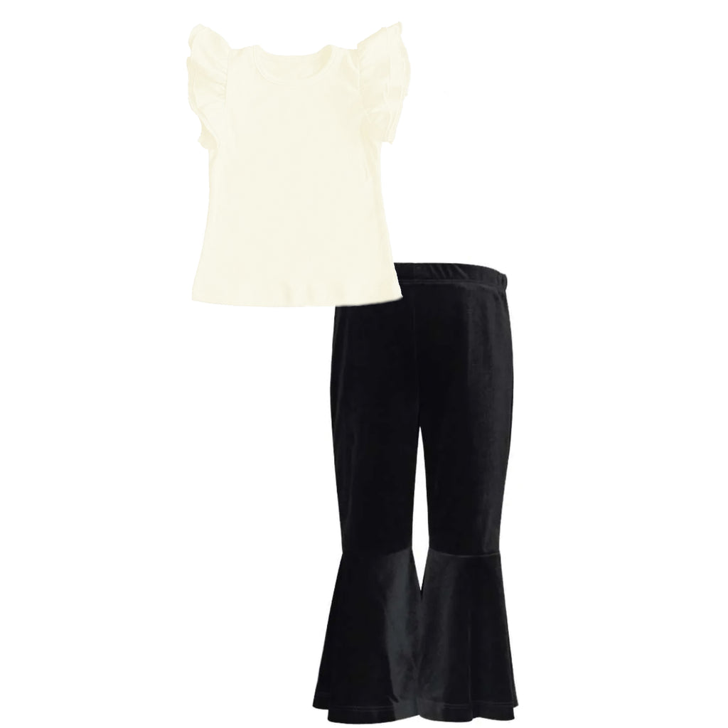 Mi Amore Gigi Top and Velvet Bell Bottom Pant Set