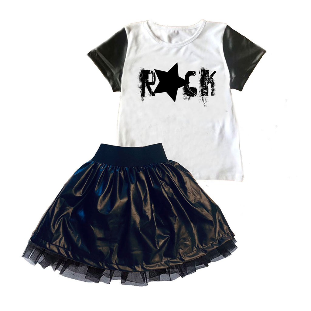 Mi Amore Gigi Rock Graphic Top with Skirt Set
