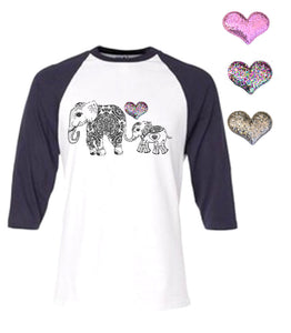 Mi Amore Gigi Elephant Graphic Interchangeable Glitter Heart Top