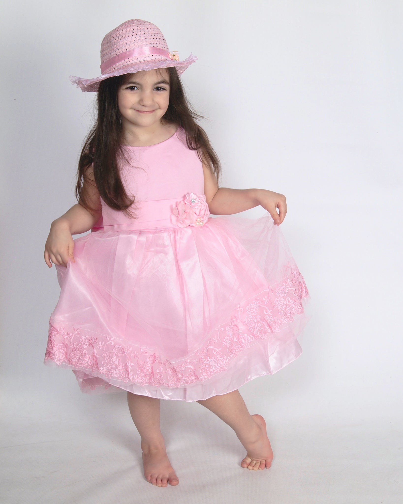 Mi Amore Gigi Pink Special Occasion Interchangeable Flower & Embroidery Dress