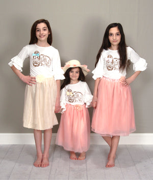 Mi Amore Gigi Long Cream Skirt With Attached Cream Vintage Lace Flower