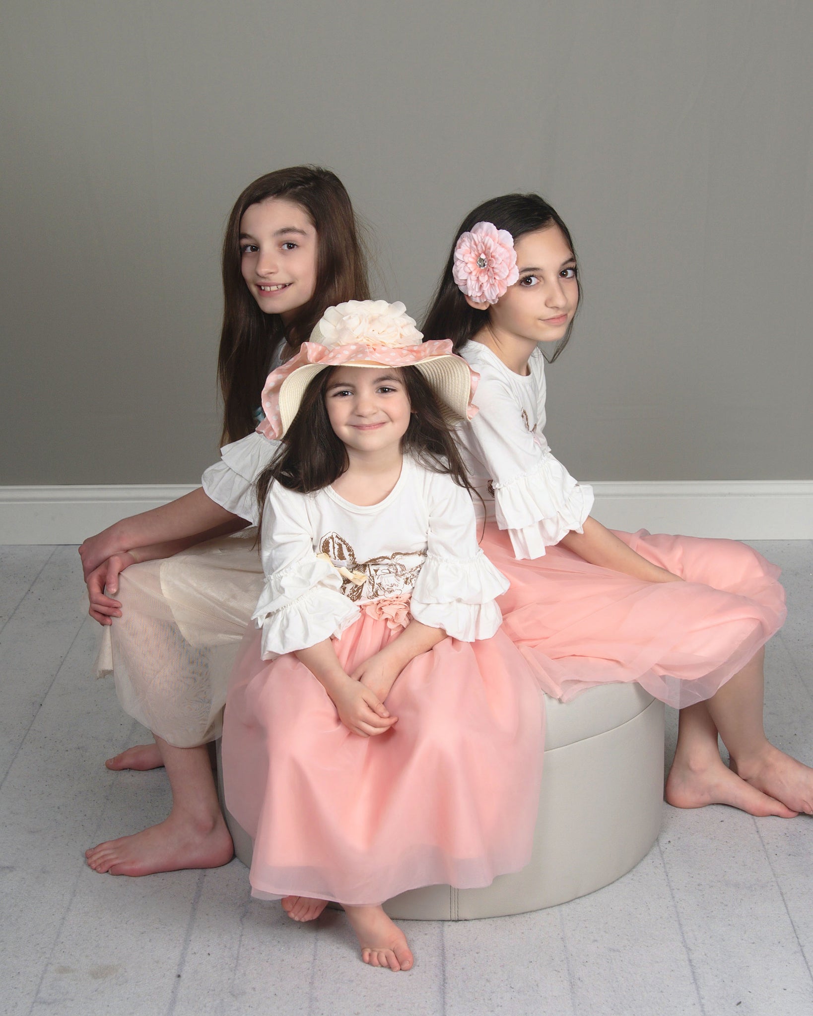 Mi Amore Gigi Long Peach Skirt With Attached Peach Vintage Lace Flower