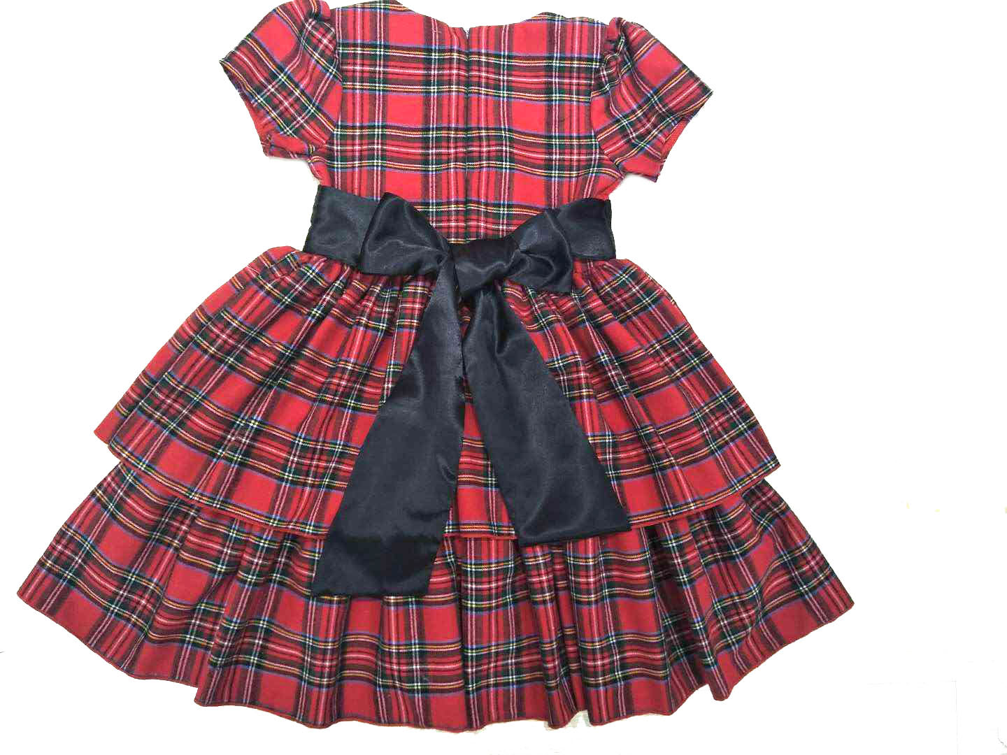 Mi Amore Gigi Red Plaid Satin Bow Holiday Dress