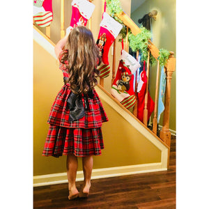 Mi Amore Gigi Red Plaid Satin Bow Holiday Dress