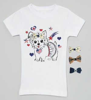 Mi Amore Gigi Patriotic Puppy Interchangeable Bow Top