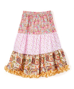 Mi Amore Gigi Long Flower and Paisley Peasant Skirt